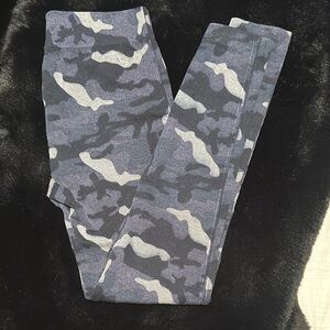 Blue and Gray Camouflage Leggings with Slim Fit